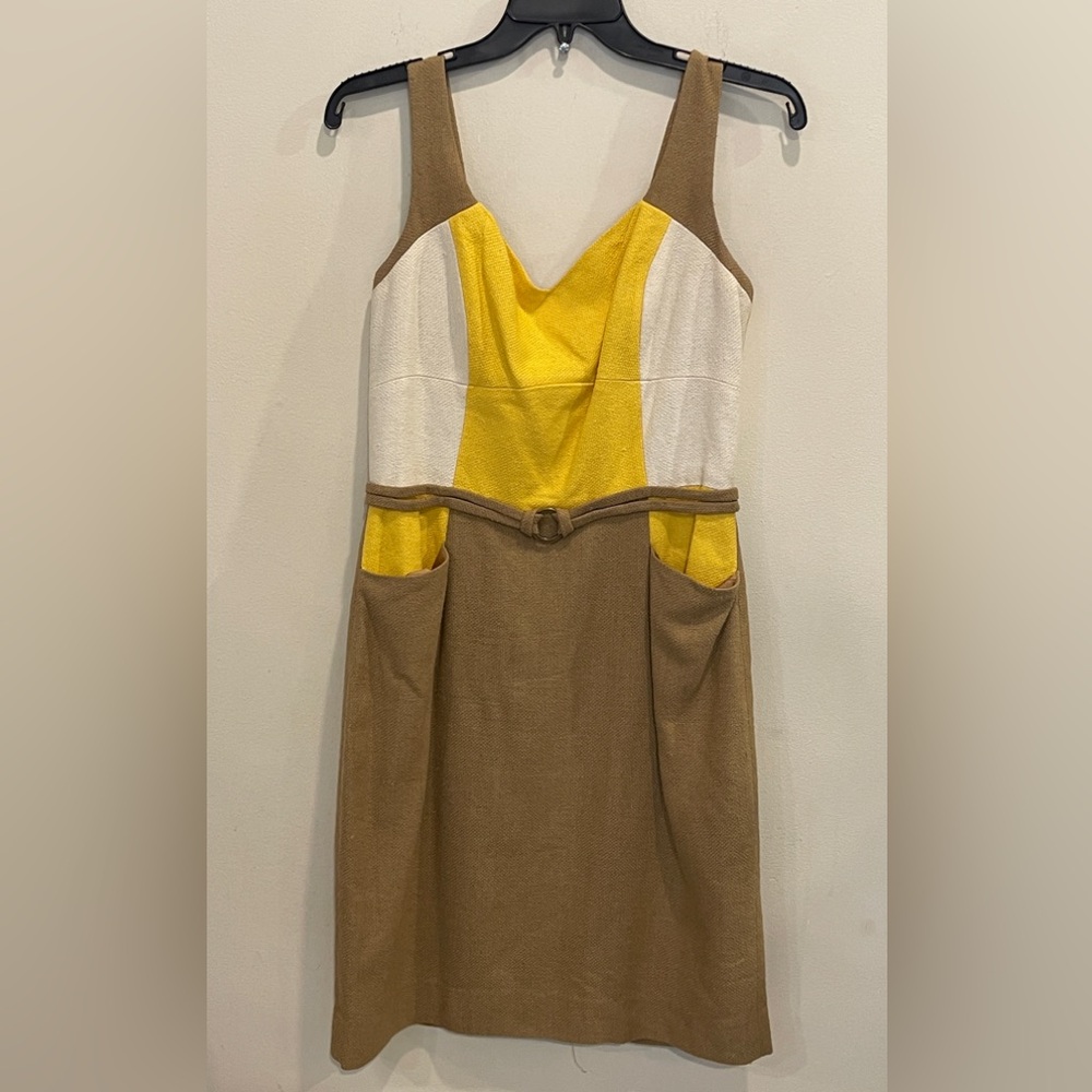 Aysha Silk Textured Lined Colorblock Dress